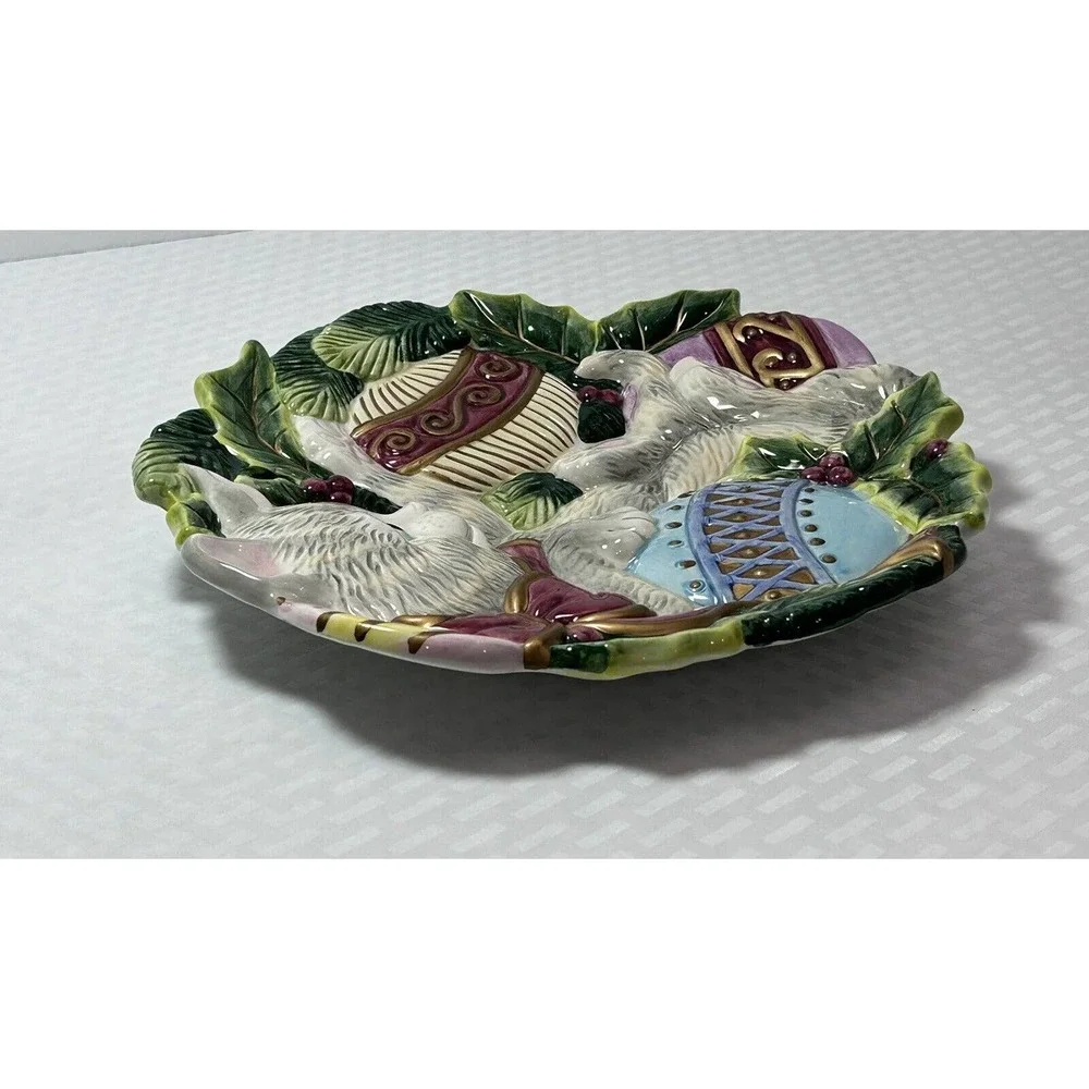 Fitz & Floyd Essentials Kristmas Kitty Cat Canape Plate Cookie Dish‎ Wall Decor